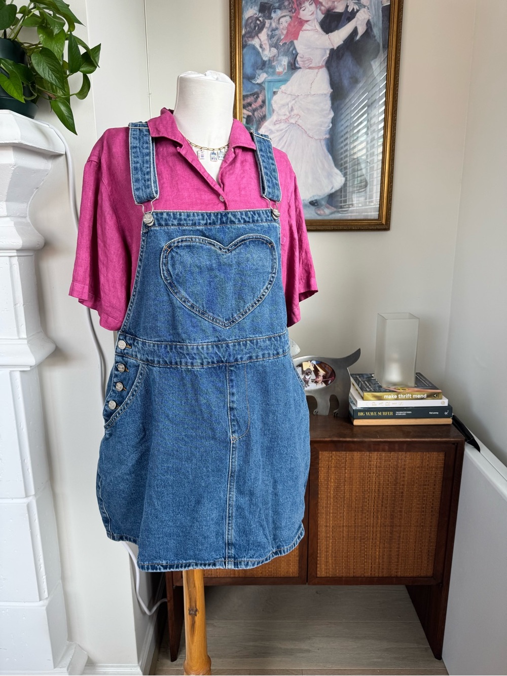 Denim Heart Overalls Dress